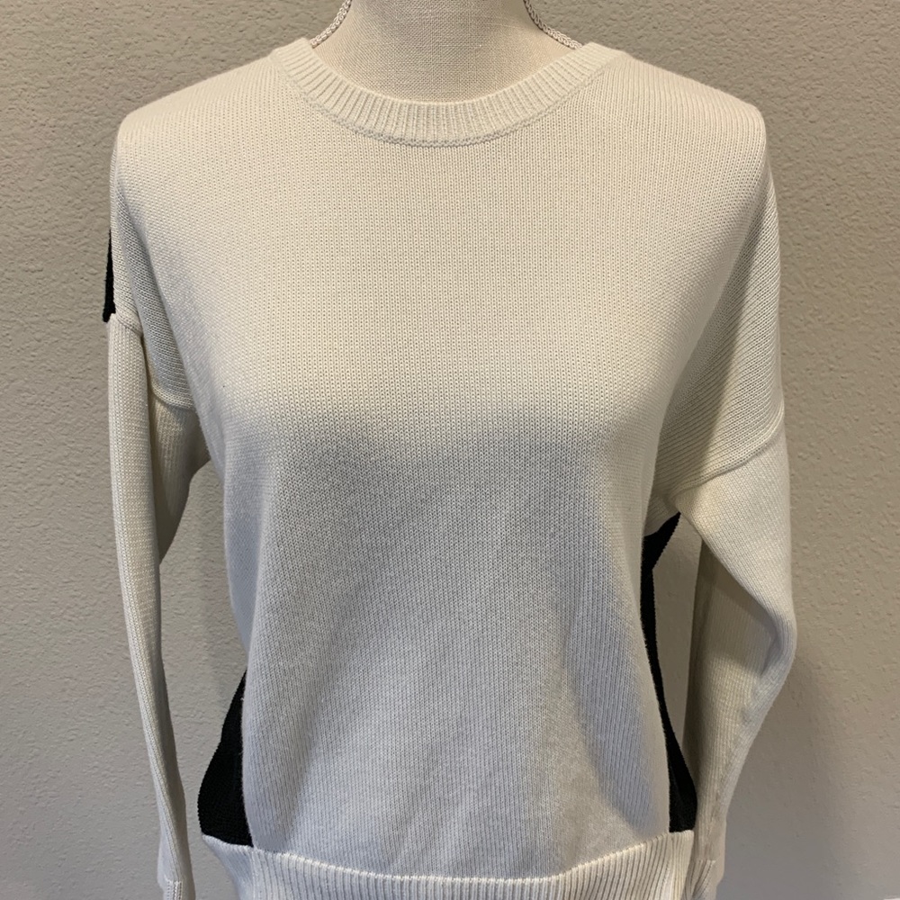 Ralph Lauren Two-Toned Ribbed Knit Cotton Sweater